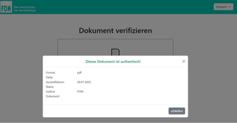 Ergebnis der Verifizierung